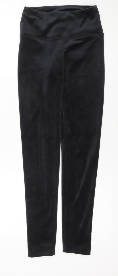 Jezebel Women Black Velour Stretch High Rise Leggings Size S