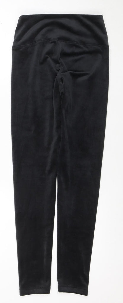 Jezebel Women Black Velour Stretch High Rise Leggings Size S