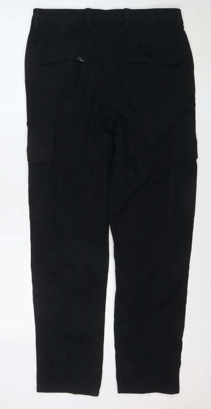 Marks and Spencer Men's Black Cargo Tapered Fit Trousers 32W 31L