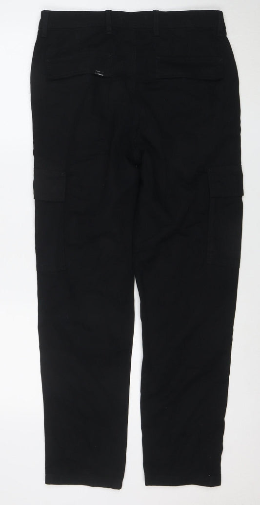 Marks and Spencer Men's Black Cargo Tapered Fit Trousers 32W 31L