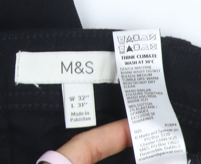 Marks and Spencer Men's Black Cargo Tapered Fit Trousers 32W 31L
