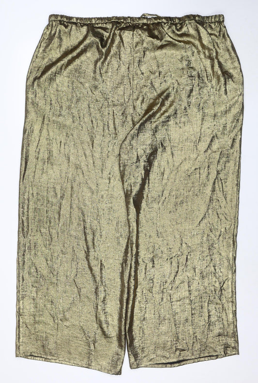 Marks and Spencer Women’s Gold Wide-Leg Trousers Size 24