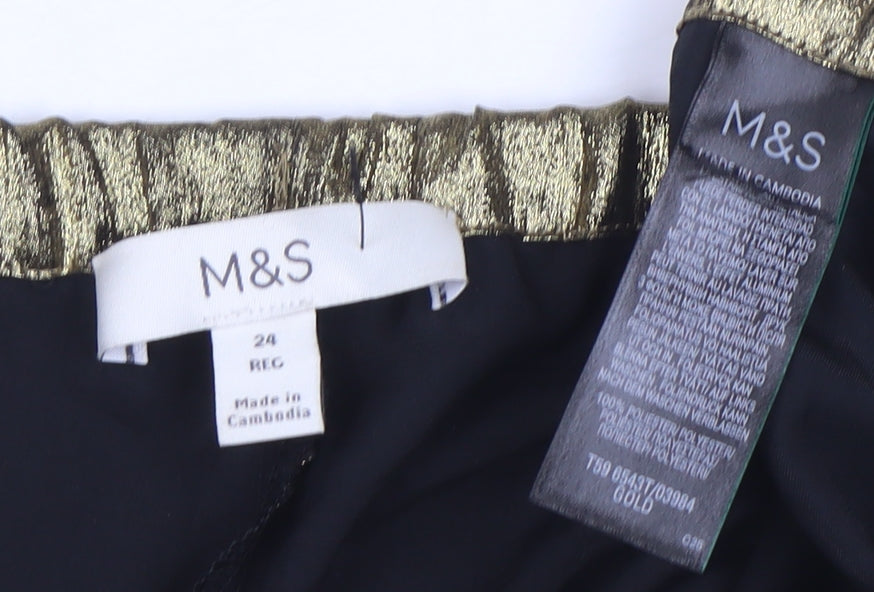 Marks and Spencer Women’s Gold Wide-Leg Trousers Size 24