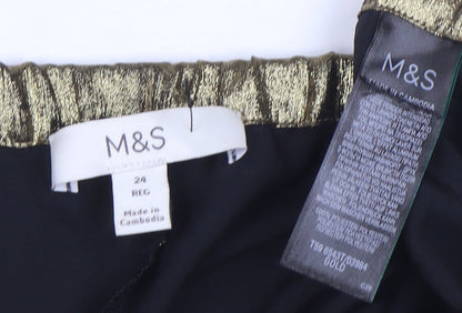 Marks and Spencer Women’s Gold Wide-Leg Trousers Size 24