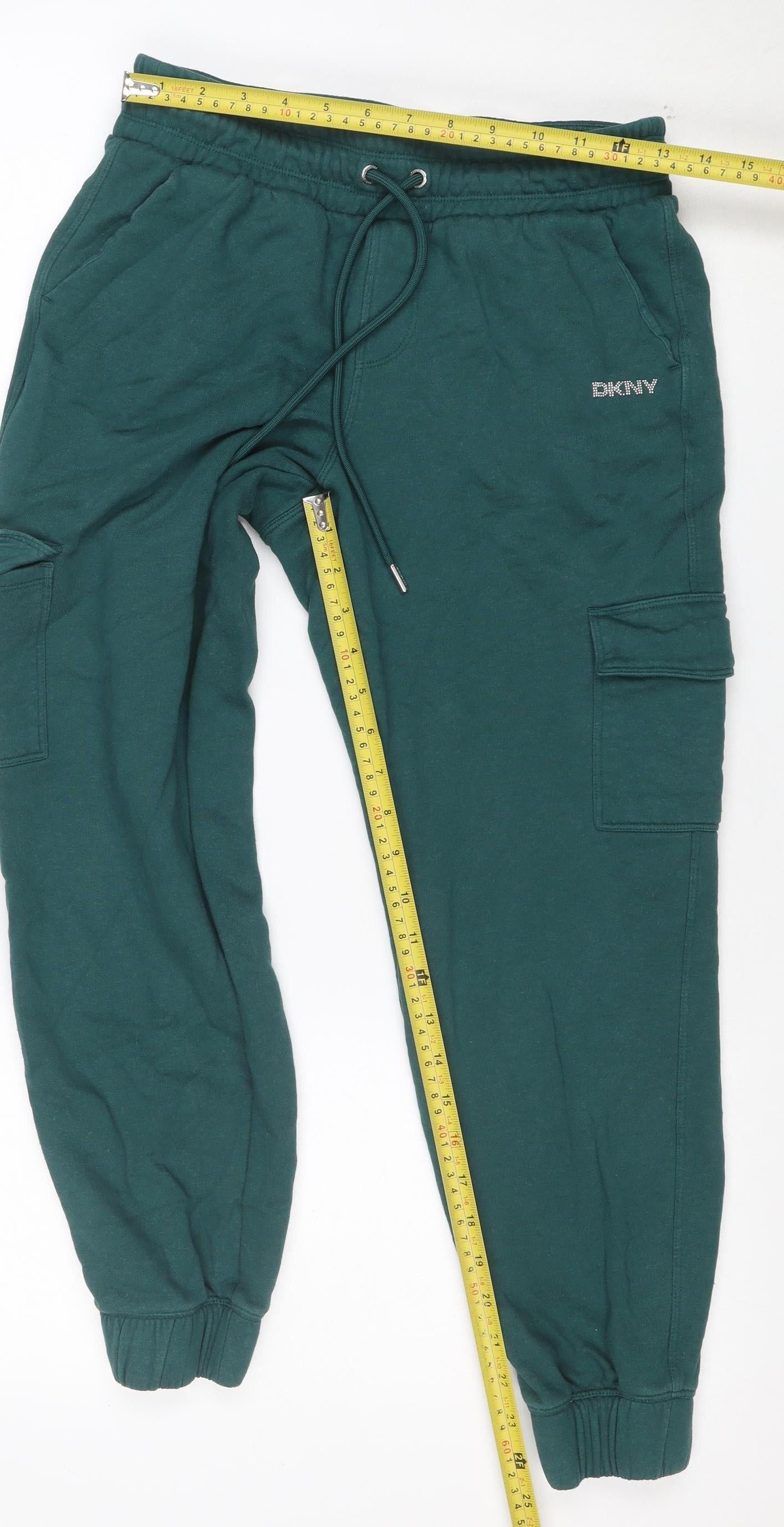DKNY Girls Green Jogger Sweatpants Size S Elastic Waist Pockets