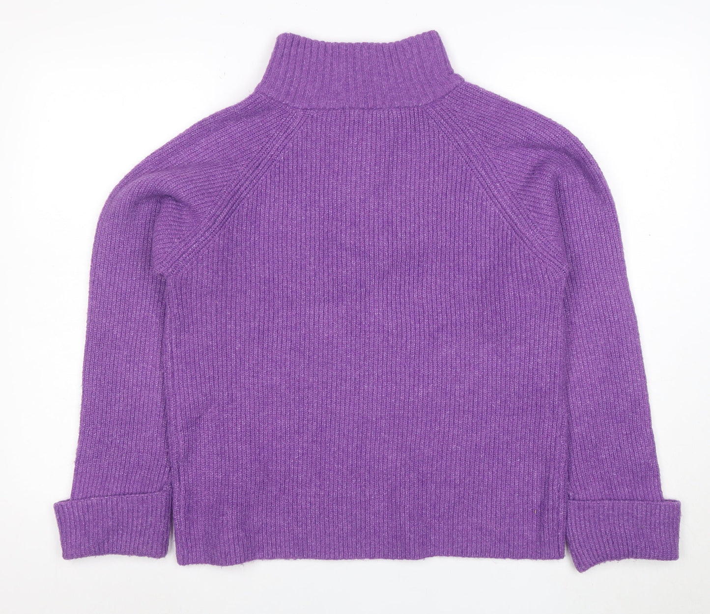 Next Women's Purple Wool Henley Roll Neck Jumper Size S