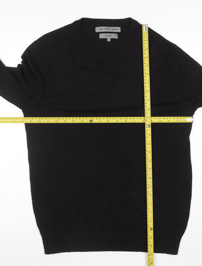 Frederik Anderson Copenhagen Men's Black Merino Wool Crew Neck Jumper L