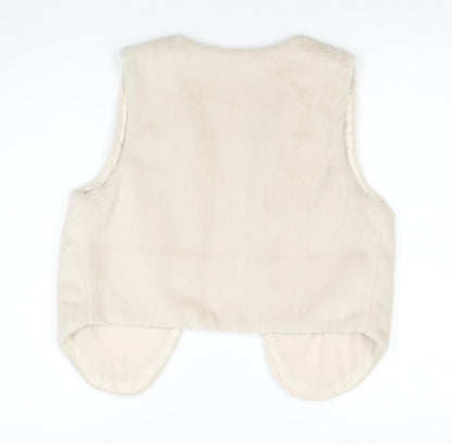 Palasan Women's Ivory Faux Fur Waistcoat Size M Lined Open Front