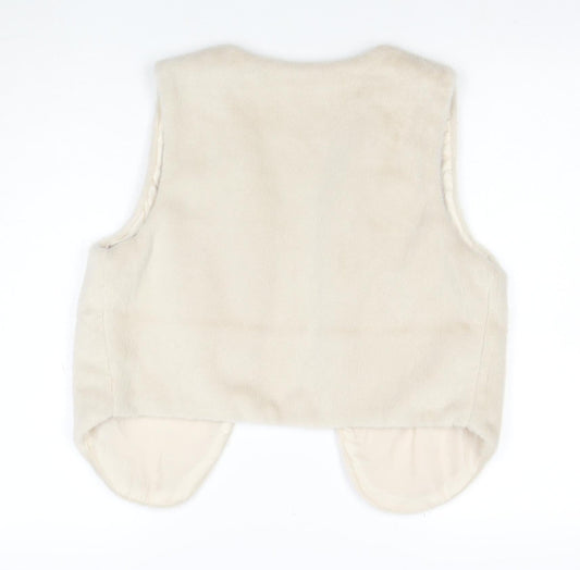 Palasan Women's Ivory Faux Fur Waistcoat Size M Lined Open Front