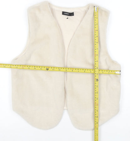 Palasan Women's Ivory Faux Fur Waistcoat Size M Lined Open Front