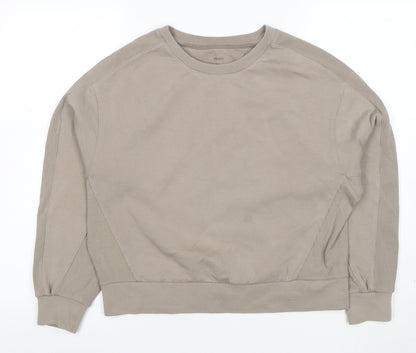 Oysho Women Beige Relaxed Fit Pullover Sweatshirt Size M Cotton Blend