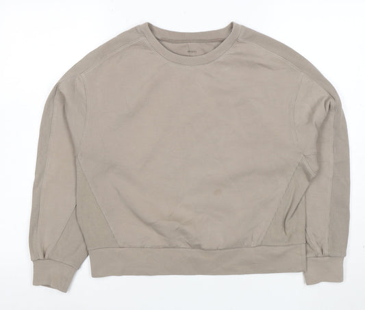 Oysho Women Beige Relaxed Fit Pullover Sweatshirt Size M Cotton Blend