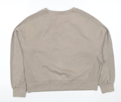 Oysho Women Beige Relaxed Fit Pullover Sweatshirt Size M Cotton Blend