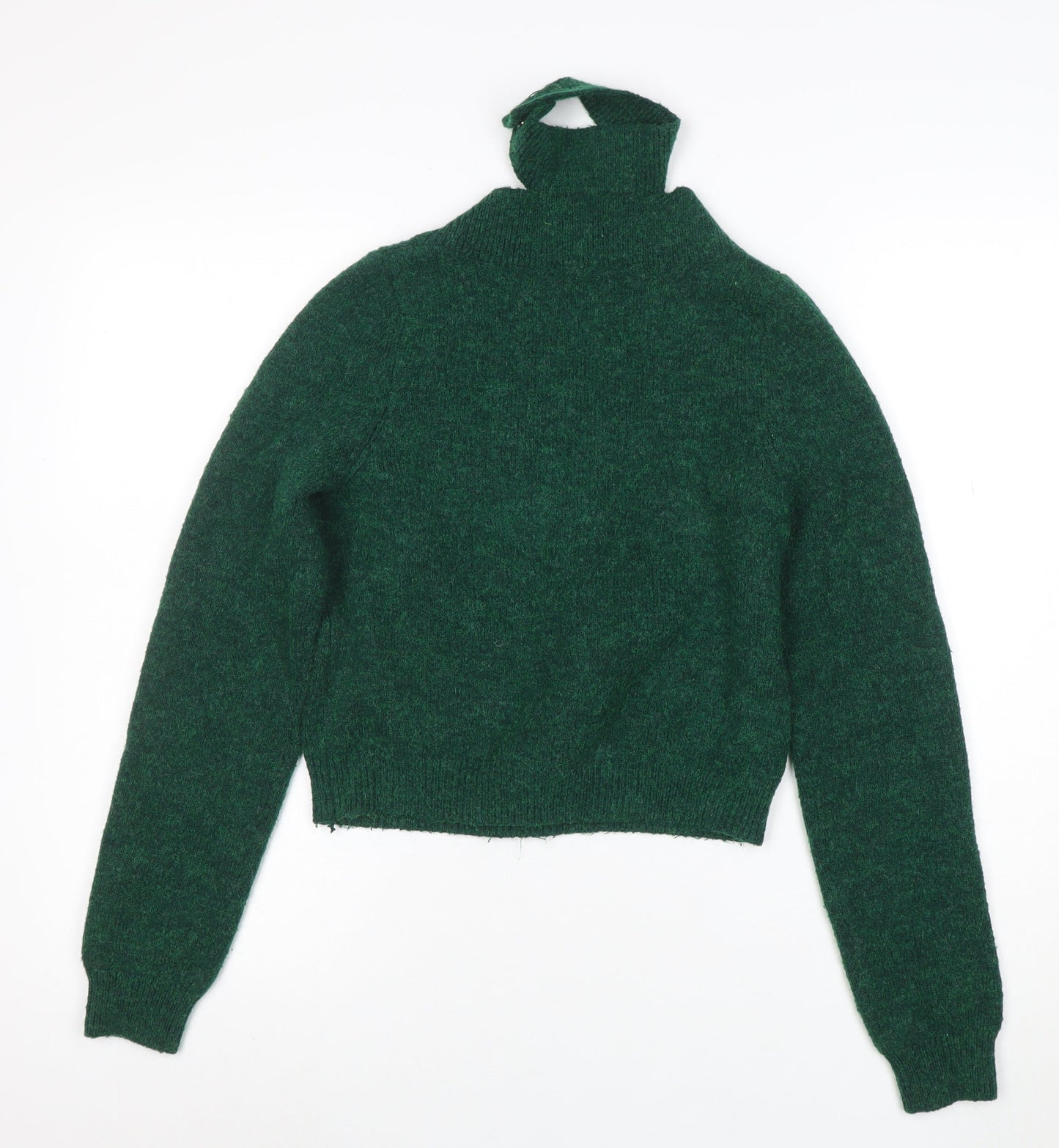 ZARA Women Green Knit Scoop Neck Pullover Jumper Size S