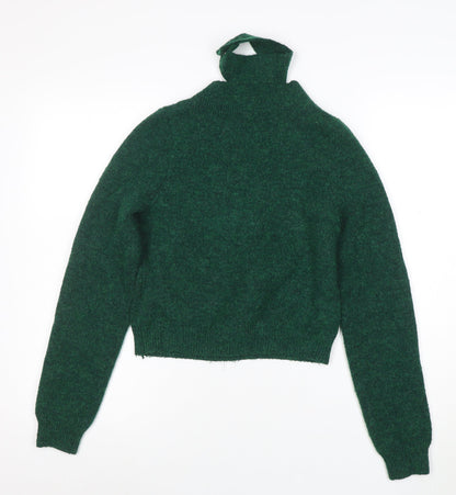 ZARA Women Green Knit Scoop Neck Pullover Jumper Size S