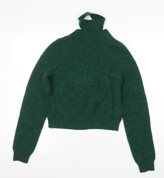 ZARA Women Green Knit Scoop Neck Pullover Jumper Size S