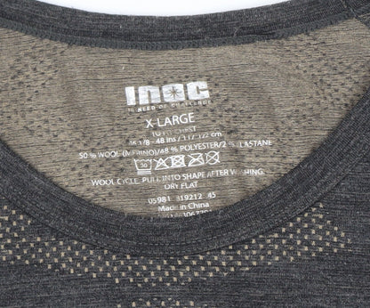 INOC Womens Grey Merino Wool Blend Long Sleeve Athletic Top Size XL