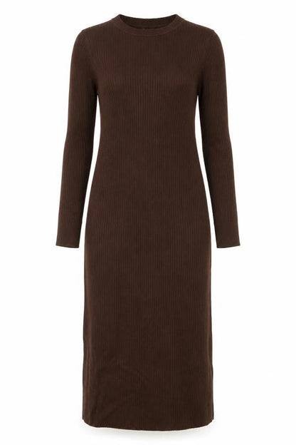 New Look Maternity Brown Ribbed Bodycon Midi Dress Size 12