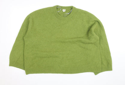 H&M Women's Green Wool Alpaca Knit Pullover Jumper Size 14