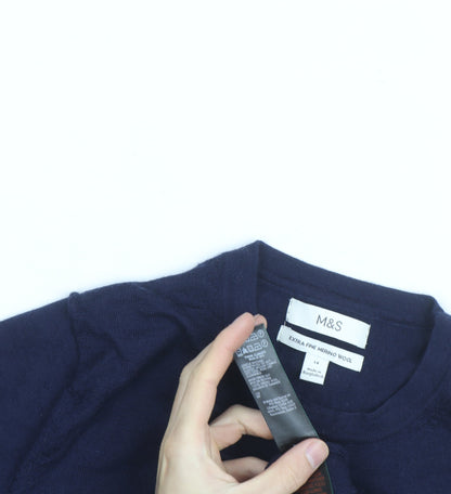 Marks and Spencer Women’s Blue Merino Wool Crew Neck Jumper Size 14