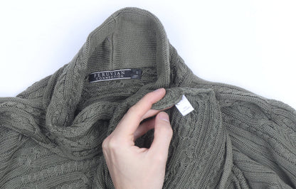 Peruvian Connection Women's Green Roll Neck Cable-Knit Cotton Jumper Size S