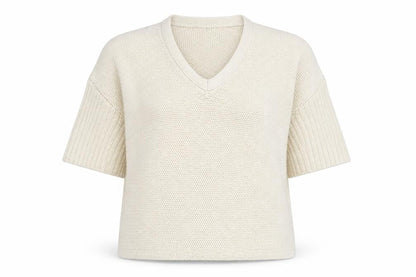 Noisy May Women Ivory Chunky Knit V-Neck Pullover Jumper XS
