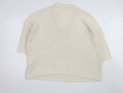 Noisy May Women Ivory Chunky Knit V-Neck Pullover Jumper XS