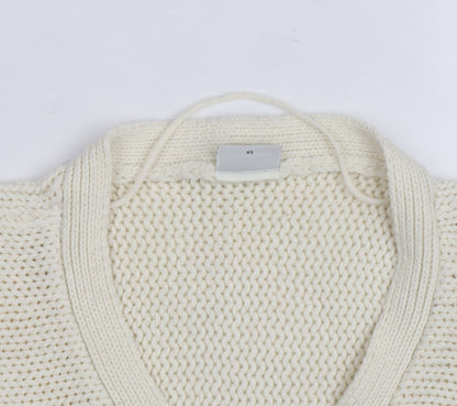 Noisy May Women Ivory Chunky Knit V-Neck Pullover Jumper XS