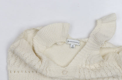 Warehouse Women’s Ivory Cropped Knit Tank Top Size 12 Cotton Blend