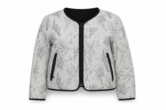 EDC Women's Grey Floral Bomber Jacket Size L Zip Front Casual