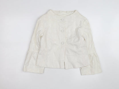 INES Women's White Size 12 Floral Textured Short Jacket