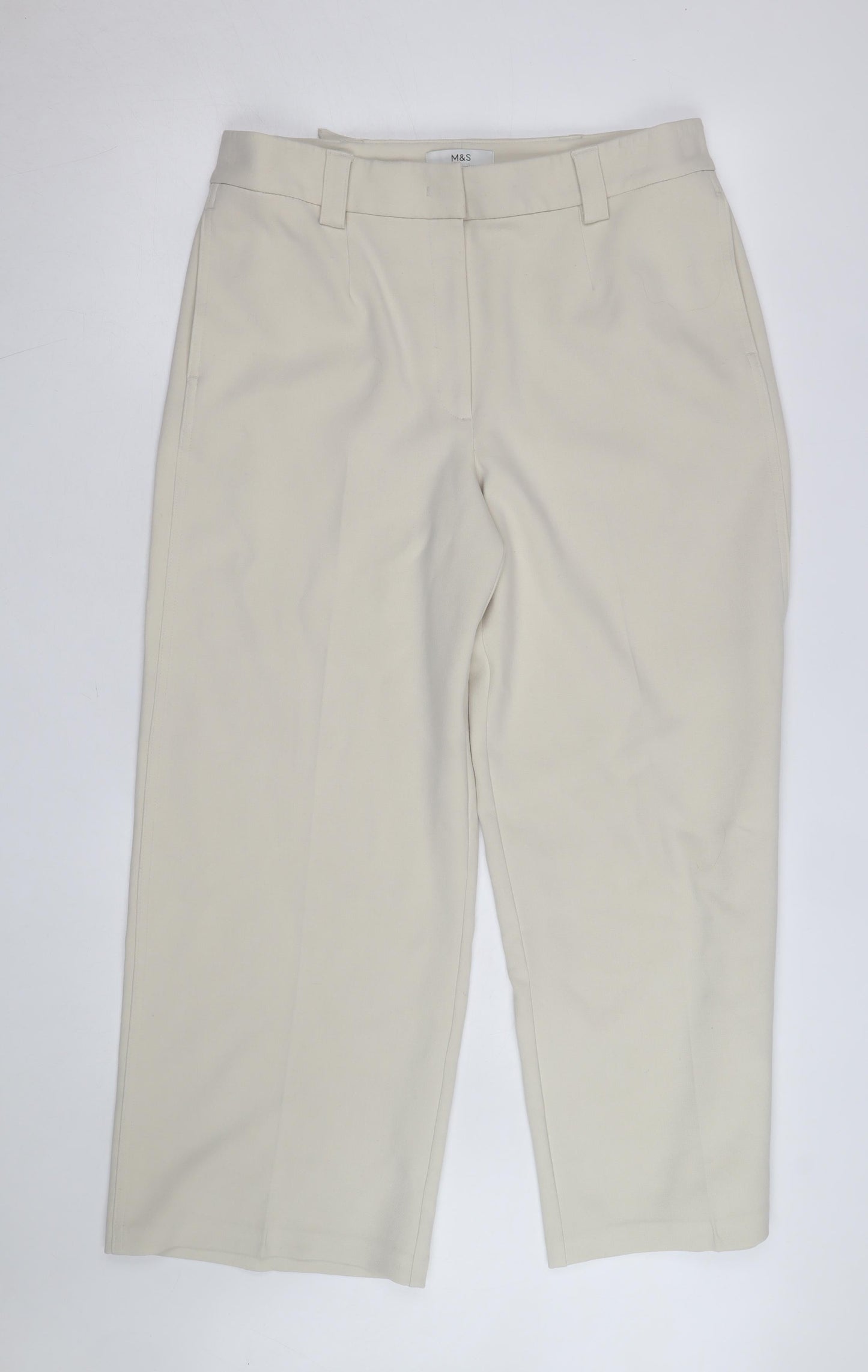 Marks and Spencer Womens Beige Cropped Tailored Trousers Size 16