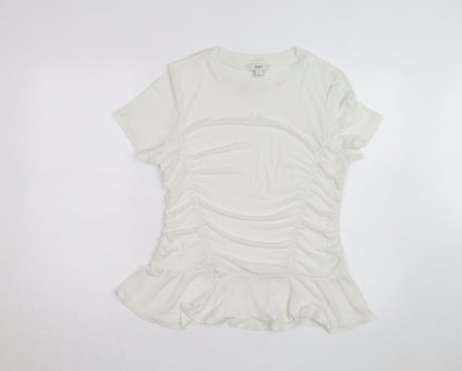 Marks and Spencer Women’s Ivory Short Sleeve Ruffle T-Shirt Size 18