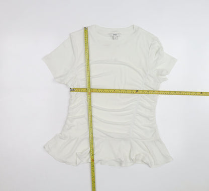 Marks and Spencer Women’s Ivory Short Sleeve Ruffle T-Shirt Size 18
