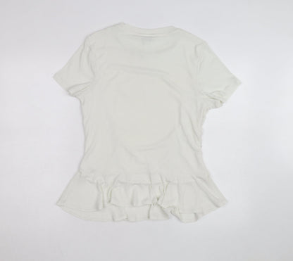 Marks and Spencer Women’s Ivory Short Sleeve Ruffle T-Shirt Size 18