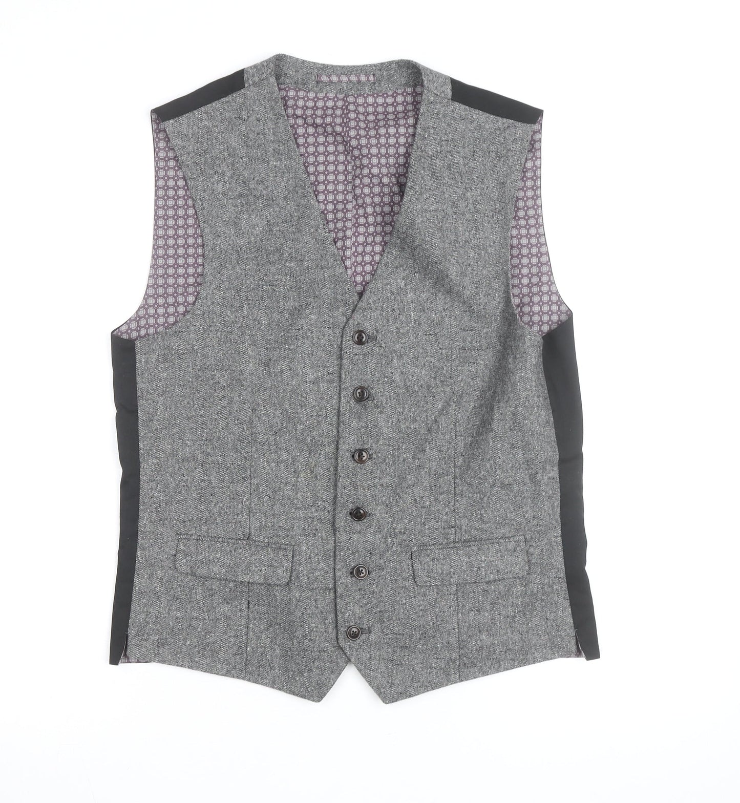 Next Men's Grey Wool Blend Tweed Waistcoat Size 38 Regular