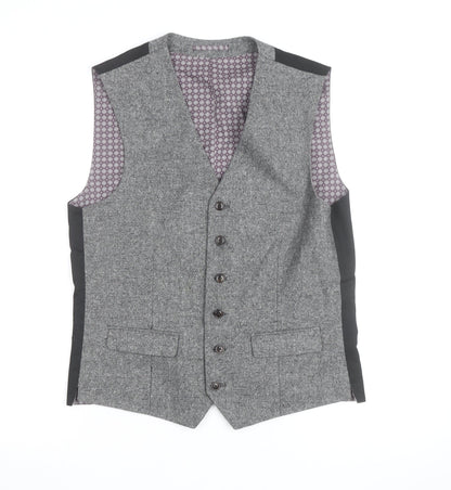 Next Men's Grey Wool Blend Tweed Waistcoat Size 38 Regular