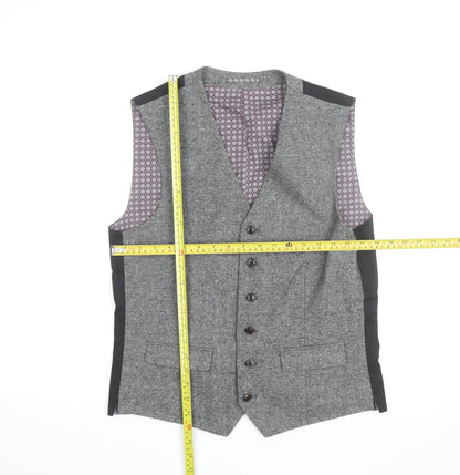 Next Men's Grey Wool Blend Tweed Waistcoat Size 38 Regular