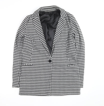 Stradivarius Women's Black Houndstooth Blazer Size 8 Classic Style