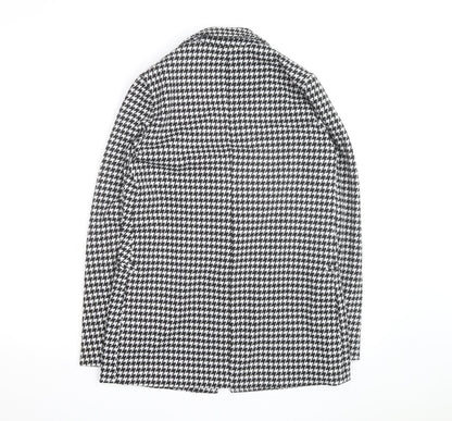 Stradivarius Women's Black Houndstooth Blazer Size 8 Classic Style