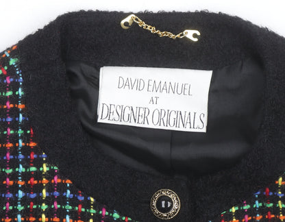 David Emanuel Women’s Multicoloured Tweed Wool Blazer Jacket Size 12