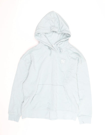 Puma Men’s Blue Pullover Hoodie Size S Regular Fit Logo Fleece