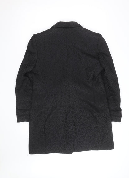 Marks and Spencer Women's Black Wool Blend Floral Blazer UK 16