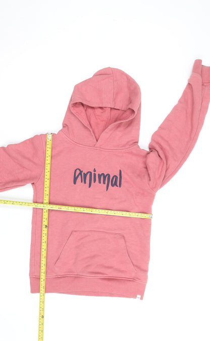 Animal Girls Pink Pullover Hoodie 11-12 Years Embroidered Logo Sweatshirt