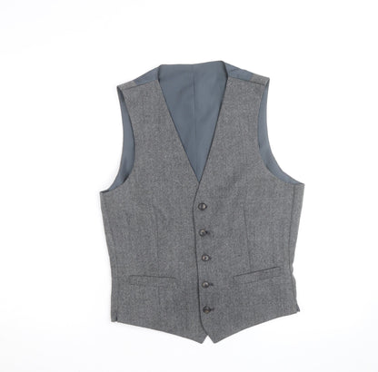 Marks and Spencer Men's Grey Wool Blend Waistcoat Size S Regular Fit