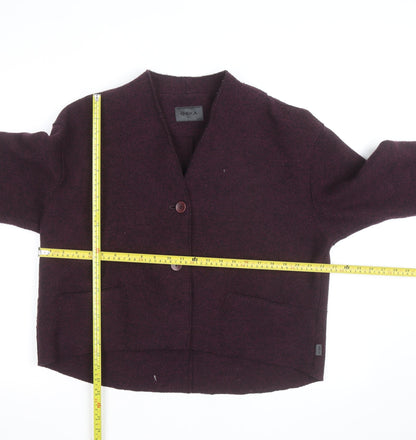 OSKA Women's Purple Wool V-Neck Button Cardigan L