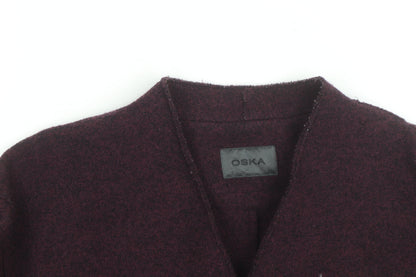 OSKA Women's Purple Wool V-Neck Button Cardigan L