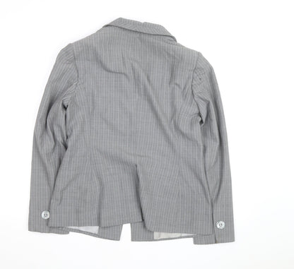 Principles Women's Grey Pinstripe Single-Breasted Blazer Size 14