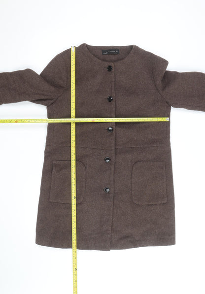 Zara Woman Brown Wool Mid-Length Coat Women’s L Classic Style