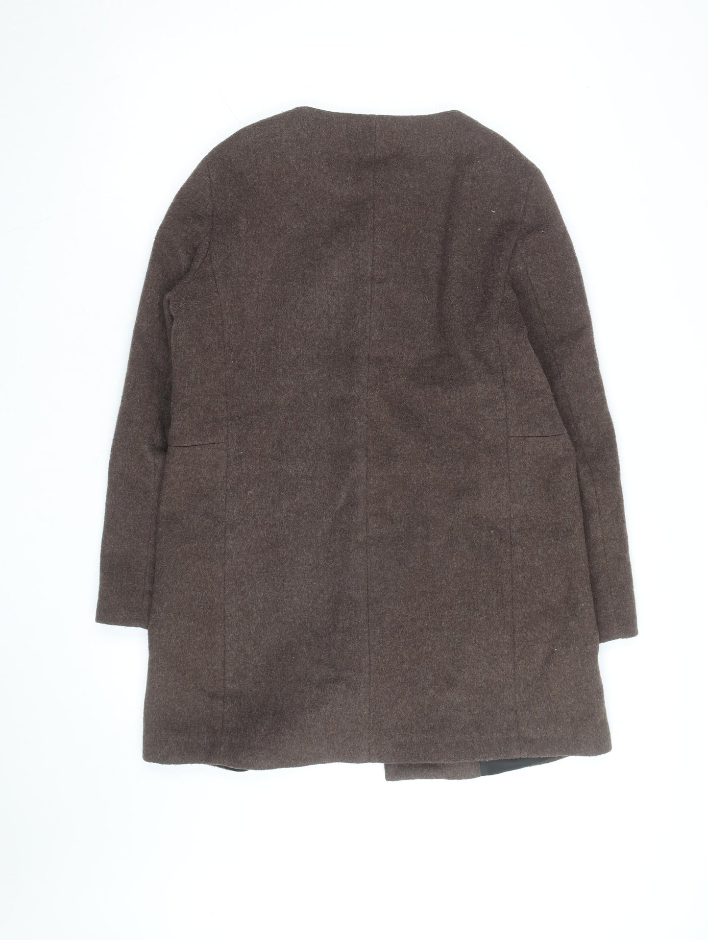 Zara Woman Brown Wool Mid-Length Coat Women’s L Classic Style